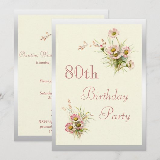 Chic Spring Flowers 80ste verjaardag Kaart (Voorkant / Achterkant)