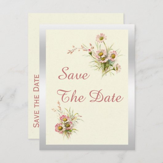 Chic Spring Flowers 80th Birthday Bewaar de datum Aankondigingskaart (Voorkant / Achterkant)