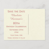 Chic Spring Flowers 80th Birthday Bewaar de datum Aankondigingskaart (Achterkant)