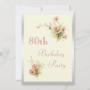 Chic Spring Flowers 80th Birthday Kaart