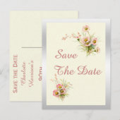 Chic Spring Flowers 90th Birthday Bewaar de datum Aankondigingskaart (Voorkant / Achterkant)