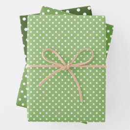 Chic Spring Forest Green Polka Dots Pattern Inpakpapier Vel