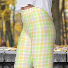 Chic Spring Green Check Patroon Leggings