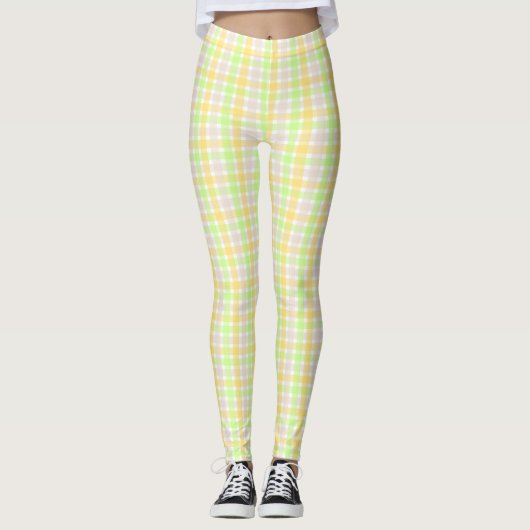 Chic Spring Green Check Patroon Leggings (Voorkant)