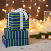 Chic Spring Green en Blue Stripes Wrapping Paper Cadeaupapier
