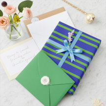 Chic Spring Green en Blue Stripes Wrapping Paper