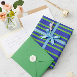 Chic Spring Green en Blue Stripes Wrapping Paper Cadeaupapier