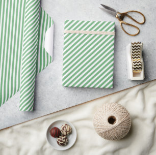 Chic Spring Mint Green White Stripes Pattern Cadeaupapier