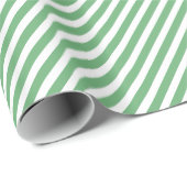 Chic Spring Mint Green White Stripes Pattern Cadeaupapier (Rol Hoek)