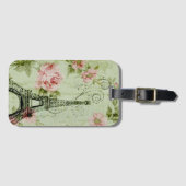 chic spring mint roze floral paris eiffel tower bagagelabel (Voorkant (horizontaal))