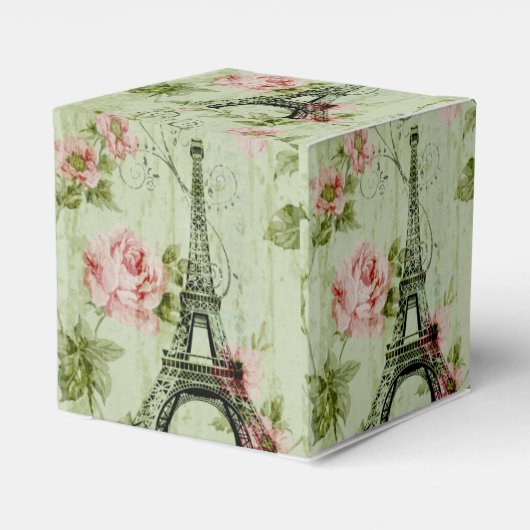 chic spring mint roze floral paris eiffel tower bedankdoosjes (Achterkant)