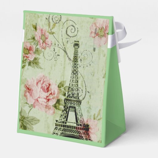 chic spring mint roze floral paris eiffel tower bedankdoosjes (Achterkant)