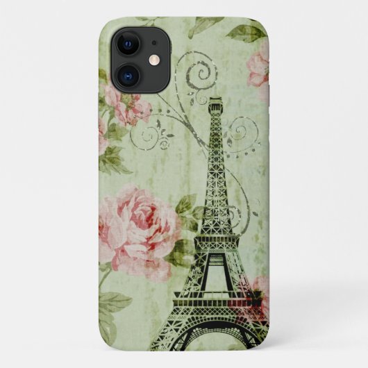 chic spring mint roze floral paris eiffel tower Case-Mate iPhone case (Achterkant)
