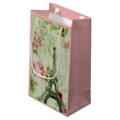 chic spring mint roze floral paris eiffel tower klein cadeauzakje (Achterkant Gekanteld)