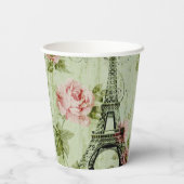 chic spring mint roze floral paris eiffel tower papieren bekers (Achterkant)
