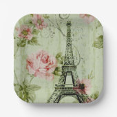 chic spring mint roze floral paris eiffel tower papieren bordje (Voorkant)