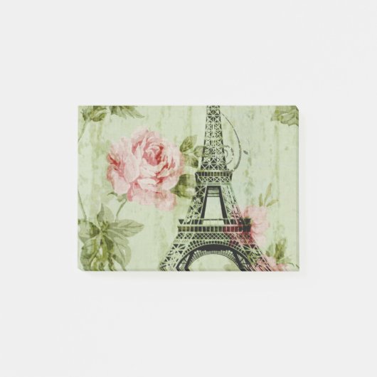 chic spring mint roze floral paris eiffel tower post-it® notes (Voorkant)