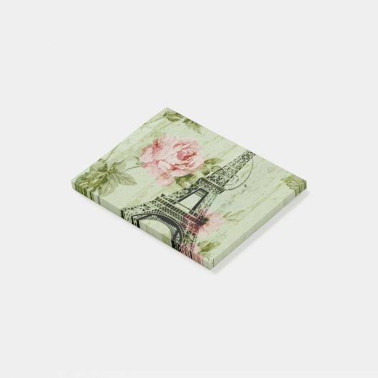 chic spring mint roze floral paris eiffel tower post-it® notes (Schuin)