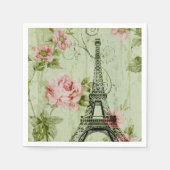 chic spring mint roze floral paris eiffel tower servet (Voorkant)