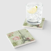 chic spring mint roze floral paris eiffel tower stenen onderzetter (Zijkant)