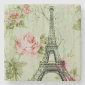 chic spring mint roze floral paris eiffel tower stenen onderzetter (Voorkant)