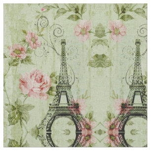 chic spring mint roze floral paris eiffel tower stof