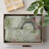 chic spring mint roze floral paris eiffel tower tissuepapier (Geschenk)