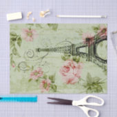 chic spring mint roze floral paris eiffel tower tissuepapier (Craft)