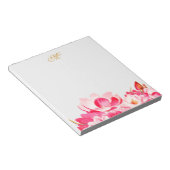 Chic Spring roze Magnolias Floral Monogram Blocnot Notitieblok (Schuin)