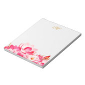 Chic Spring roze Magnolias Floral Monogram Blocnot Notitieblok (Linkerzijde)