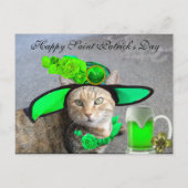 CHIC ST.PATRICK'S DAY CAT, GROENE ROZEN, IRISH BEE BRIEFKAART (Voorkant)