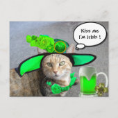 CHIC ST.PATRICK'S DAY CAT, GROENE ROZEN, IRISH BEE BRIEFKAART (Voorkant)