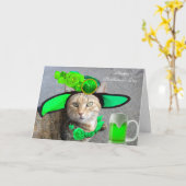 CHIC ST.PATRICK'S DAY CAT, GROENE ROZEN, IRISH BEE KAART (Gele Bloem)