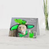 CHIC ST.PATRICK'S DAY CAT, GROENE ROZEN, IRISH BEE KAART (Voorkant)