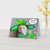 CHIC ST.PATRICK'S DAY CAT, GROENE ROZEN, IRISH BEE KAART (Gele Bloem)