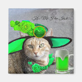 CHIC ST.PATRICK'S DAY CAT, GROENE ROZEN, IRISH BEE MAGNEET (Voorkant)
