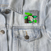 CHIC ST.PATRICK'S DAY CAT, GROENE ROZEN, IRISH BEE VIERKANTE BUTTON 5,1 CM (In situ)