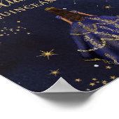 Chic Starry Night Navy Blue Dress Gold Quinceañera Poster (Hoek)