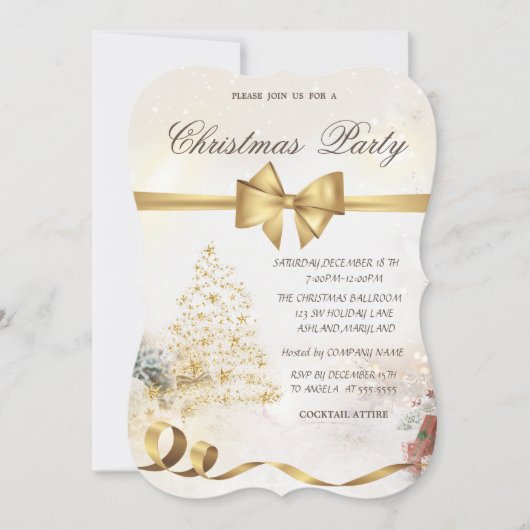 Chic Stars Kerstboom ,Bow, Rood, Kerstfeest Kaart (Voorkant)