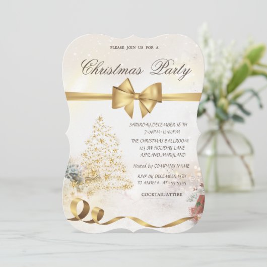 Chic Stars Kerstboom ,Bow, Rood, Kerstfeest Kaart (Staand voorkant)