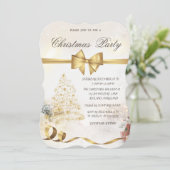 Chic Stars Kerstboom, Strik, Rood, Kerstfeest Kaart (Staand voorkant)