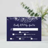 Chic Stars op Navy Blue RSVP Kaartje (Staand voorkant)