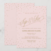 Chic Stars Roze Baby Girl Sip en zie Shower Kaart (Voorkant / Achterkant)