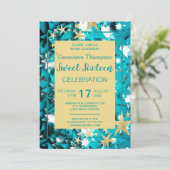 Chic Stars Sweet Sixteen Party Invitation Kaart (Staand voorkant)