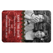 Chic Steampunk Foto slaat Magnet Datum op, Rood Magneet (Horizontaal)