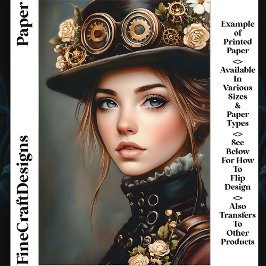 Chic Steampunk Vrouw Portret CJ4 Scrapbook Papier