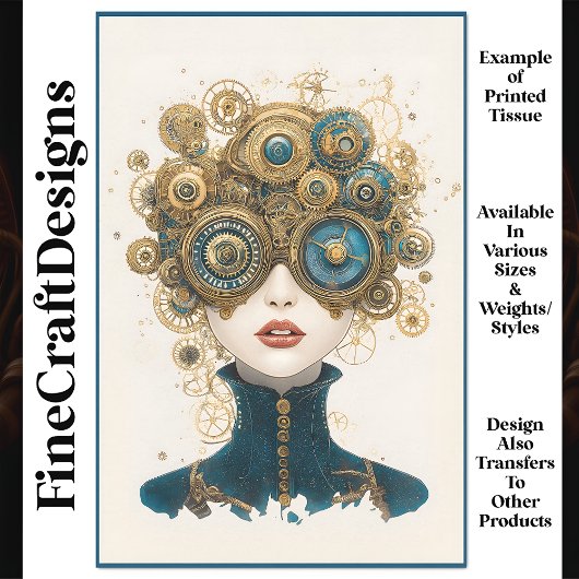 Chic Steampunk Vrouw Portret N8 Decoupage Tissuepapier