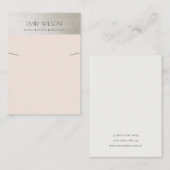 CHIC STEEL GRAY SILVER BLUSH PINK KETTING DISPLAY VISITEKAARTJE (Voorkant / Achterkant)