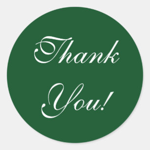 CHIC STICKER_"Dank u!" WIT OP DONKERGROEN Ronde Sticker