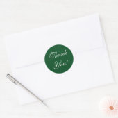 CHIC STICKER_"Dank u!" WIT OP DONKERGROEN Ronde Sticker (Envelop)